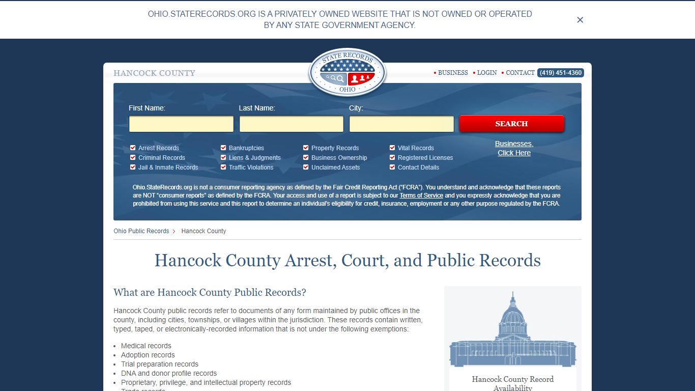 Hancock County Arrest, Court, and Public Records